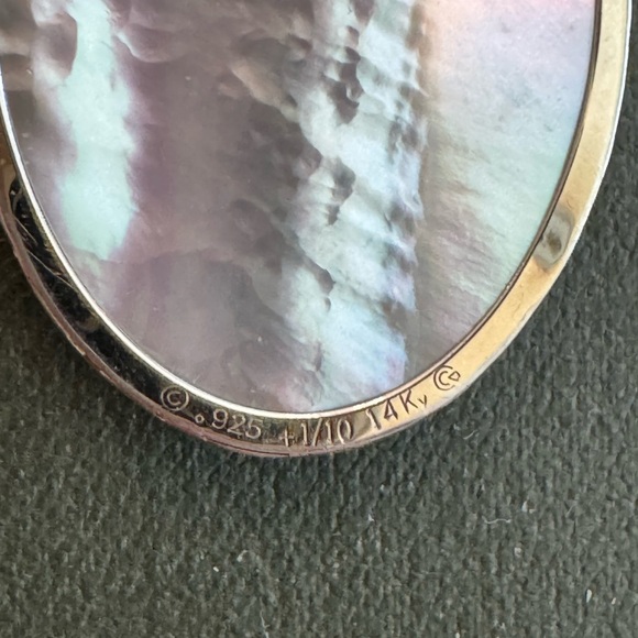 NWT Mother of Pearl 18in 925/14k Yellow Gold Bonded Pendant Necklace - Picture 14 of 14